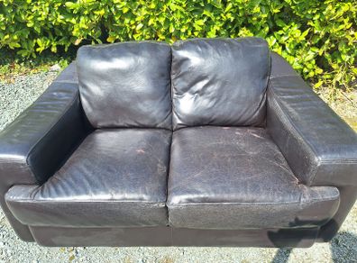 2 Seater Black leather sofa