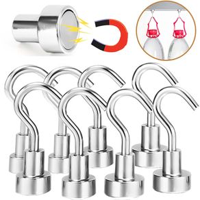 10Pcs Strong Magnetic Hooks Load Bearing Hook MultiPurpose Storage For Home Kitchen Bar Storage Key Hanging Hanger