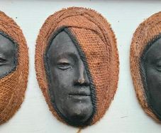 Set of Three Vintage African Terracotta Masks