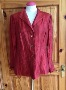 Ladies red rust linen blend crinkle lightweight dress jacket size 16 Includes postage