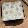 Quirky retro 1960s leatherette footstool pouffe floral pattern Image 2