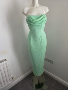 Worn once, like new - Size 10 Stunning Oh Polly Mint green heavily beaded gown.
