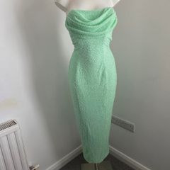 Worn once, like new - Size 10 Stunning Oh Polly Mint green heavily beaded gown.
