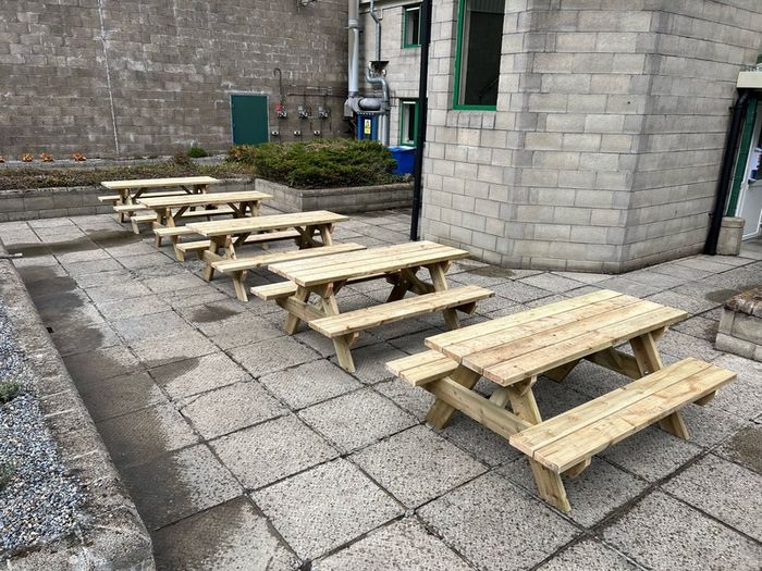 picnic benches