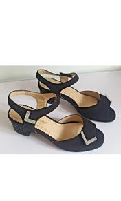 PieSanto Black Suede Sandals EU35 UK2 Rhinestone Block Heel BNIB Spain  CAN POST
