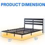 Double 4ft6 Floating Bed Frame with LED Lights, Metal Platform Bed Frame with USB Charging Station Double Size, No Box Spring Needed, Metal Slat Support, Noise Free, Black Image 2