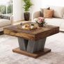 Rustic Square Coffee Table  Modern Living Room Centre Table Image 3