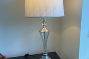 Tall silver and crystal lamp