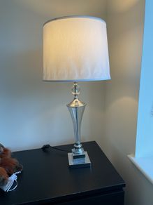 Tall silver and crystal lamp