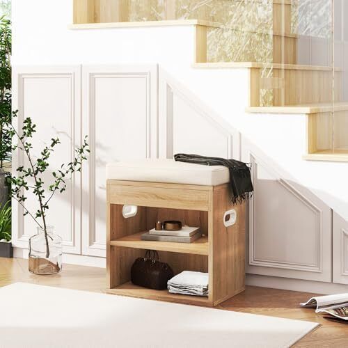 Small Shoe Storage Bench with Cushion & Drawer