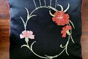 Vintage embroidered silk cushion