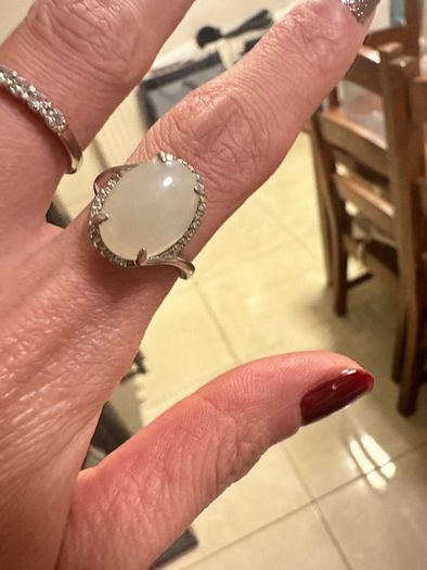 Sterling silver ring with Hetian Jade