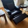 Black leather recliner Image 2