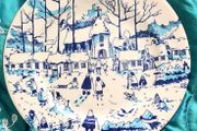 Blue and White Winter/Christmas Scene Dinner Plate by English Ironstone Tableware (EIT England)