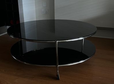 Large coffee table, black glass
