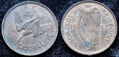 [#997] - Ireland 1937 | Irish 1/4d | Farthing | Woodcock | KM.1 | UNC