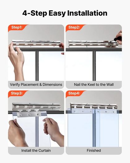Clear PVC Strip Curtain 8 PCS Walk in Freezer Cooler Curtain Strips, Smooth Waterproof Plastic Door Strips for Warehouse, Freezer, Garage Doors