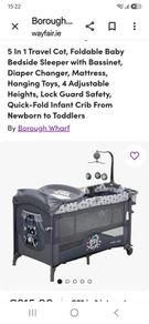 5 in 1 foldable travel cot/diaper changer/playhouse