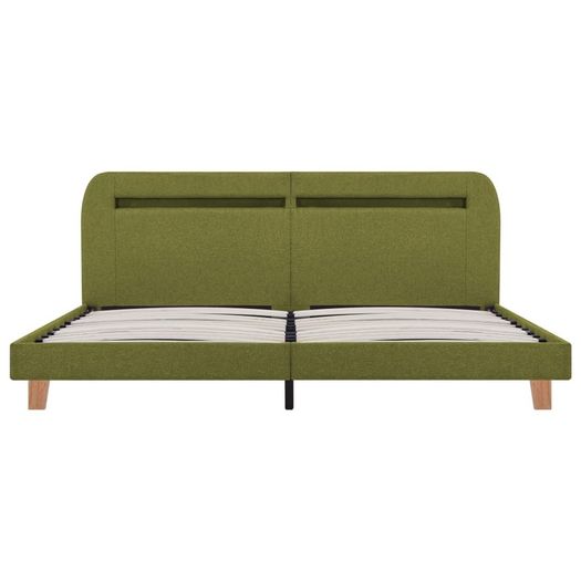 Bed Frame with LED Green Fabric 150x200 cm