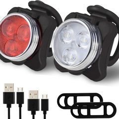 Bike Light Set, Super Bright USB Rechargeable Waterproof Mountain Road Safety & Easy Mount LED Bicycle Lights, USB Cycling Front & Rear Light