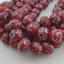 Antique Venetian Style Thousand Blue Eyes Red Glass Beads Necklace Strand Image 7