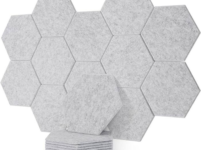 NEW SALE | 12 Pack High Density Hexagon Acoustic Panels,Acoustic Foam Panels 30 x 26 x1 cm Beveled Edge Tiles