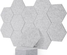 NEW SALE | 12 Pack High Density Hexagon Acoustic Panels,Acoustic Foam Panels 30 x 26 x1 cm Beveled Edge Tiles