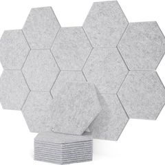 NEW SALE | 12 Pack High Density Hexagon Acoustic Panels,Acoustic Foam Panels 30 x 26 x1 cm Beveled Edge Tiles