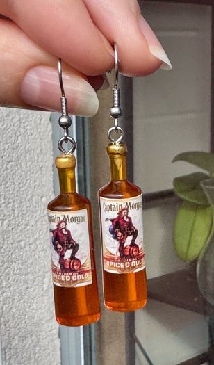Mini Spiced Rum Bottle Drop Earrings.