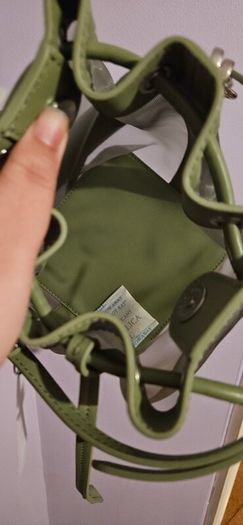 Charles & Keith Crossbody and Handheld Mesh Bucket Bag in Sage Green