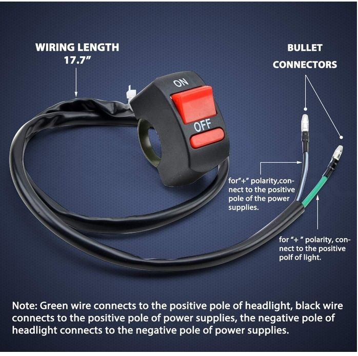 Motorcycle Handlebar Toggle Push Button Headlight Switch