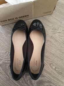Clarks Black Patent Ballet Flat Shoes Size EU 4 / UK 4, Brand New In Box