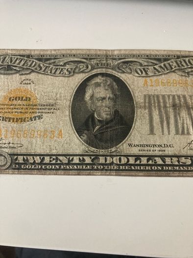 USA 1928 20 Dollars Gold Certificate