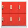 Locker Cabinet Light Grey and Red 90x45x92.5 cm Steel Image 3