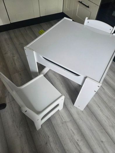 Kids Table and Chair Set, Wooden Activity Table with Storage Space and Boxes, Kids Play Table for Toddlers Art, Craft, Reading, Learning