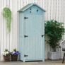 Garden Shed Vertical Utility 3 Shelves Shed Wood Outdoor Garden Tool Storage Unit Storage Cabinet, 77 x 54.2 x 179cm - Blue Image 2