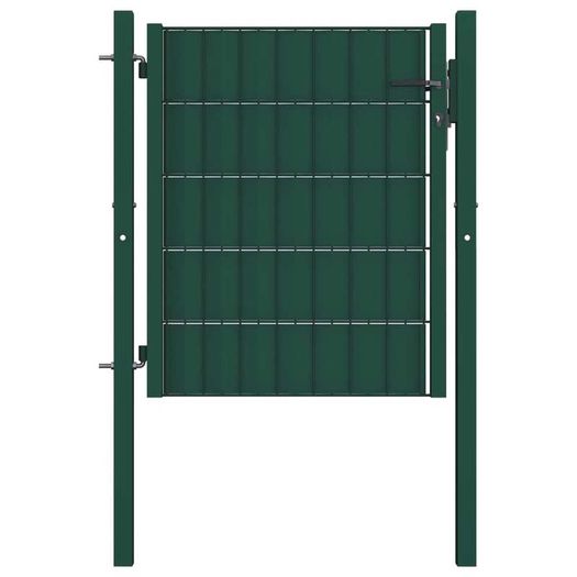 Fence Gate PVC and Steel 100x101 cm Green
