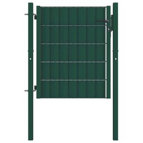 Fence Gate PVC and Steel 100x101 cm Green