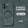 iPhone 12 Pro Max Case MagSafe Luxury Leather Shockproof Magnetic Wireless Charging Cover Green Image 2