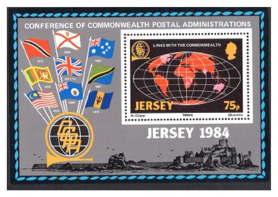 1984 Jersey Links with the Commonwealth Commemorative Stamp Miniature Sheet Mint Never Hinged (MNH)