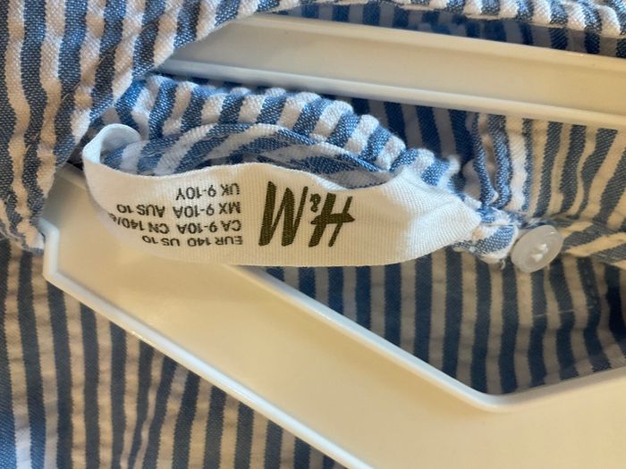 Gorgeous girls H&M blue white stripe dress like new 9-10