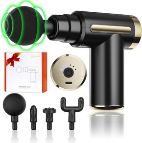 FREE EXPRESS SHIPPING Mini Massage Gun Deep Tissue,6 Speeds Cordless Handheld Muscle Massager with 4 Heads 1800mAh Battery & Type-C Charging, Super Quiet Chargeable Device Pain Relief,