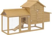 Small Chicken Coop with Run Hen House Poultry Nesting Box Natural150.5 x 54 x 87cm