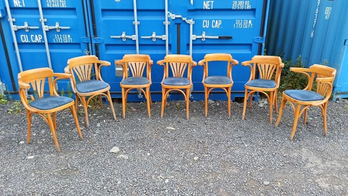 Vintage Thonet style bentwood armchairs  for restoration  7 chairs in total