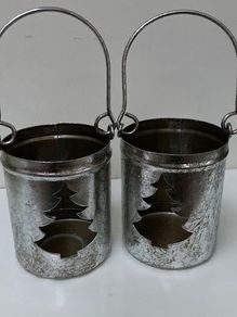2 Good Quality Silver Christmas Tea Light holders
