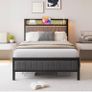 3ft Upholstered Bed Frame with Charging Station/USB Ports and LED Lights Image 8