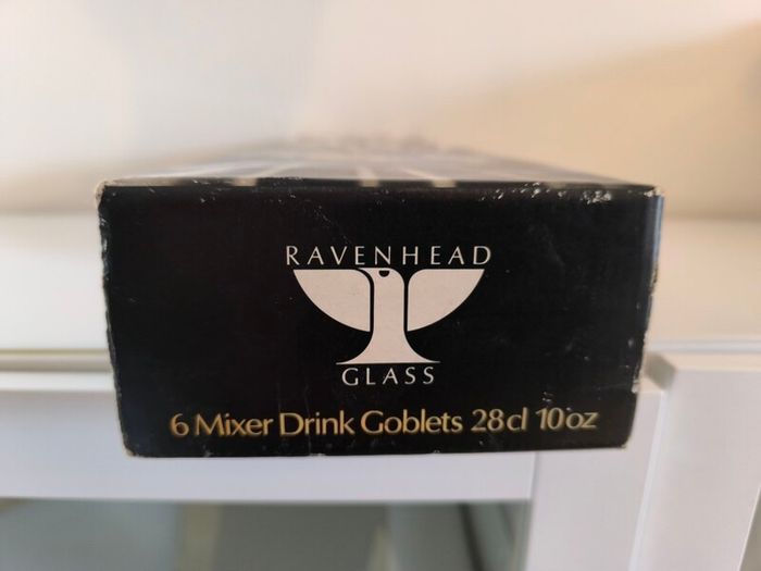 Vintage Ravenhead Icelantic Set of 6 Mixer Drink Goblets Boxed Made in England