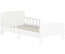 Toddler Bed, Kids Bed Frame with Safety Side Rails, Kids Bedroom Furniture for Ages 3-8 Years, White