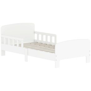 Toddler Bed, Kids Bed Frame with Safety Side Rails, Kids Bedroom Furniture for Ages 3-8 Years, White