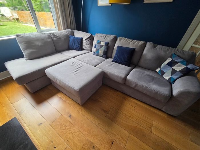 L shaped couch + Poof